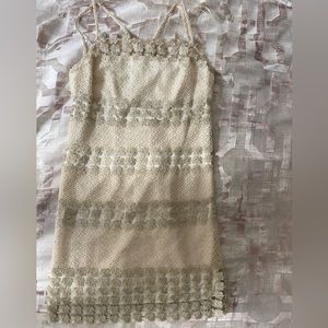 Ivory and Gold lace Cocktail Dress